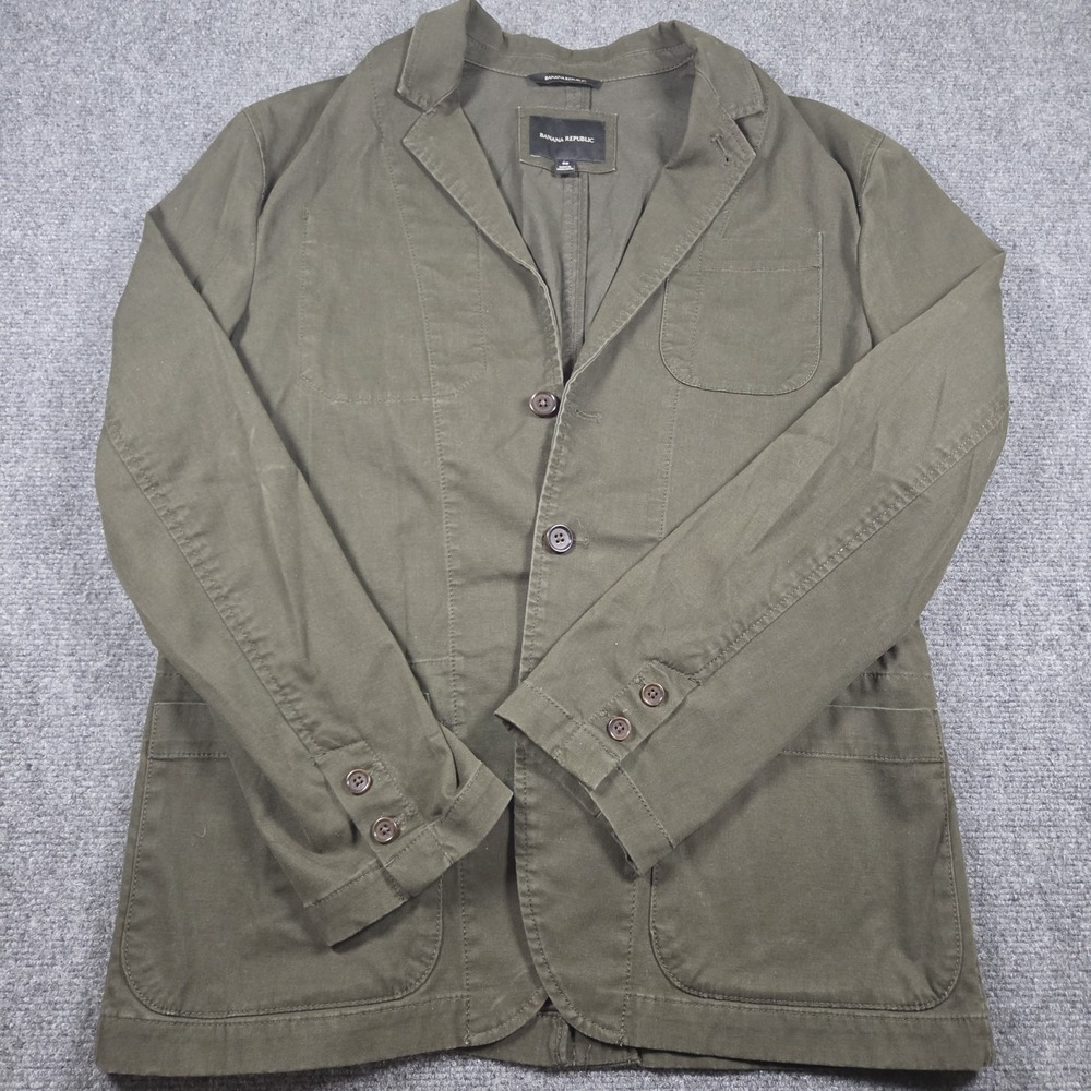 Banana Republic Blazer Mens 40 Unstructured Olive Jacket Safari Cotton
